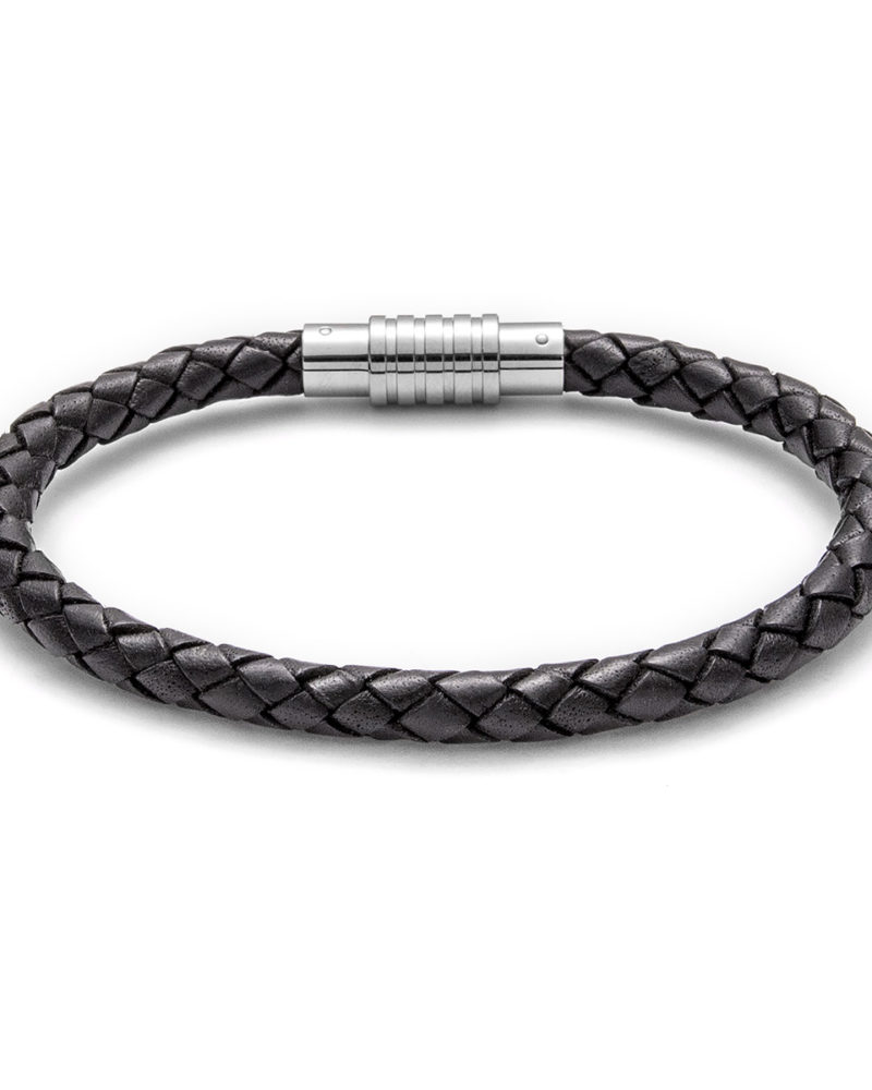 Classic Leather Bracelet Obsidian