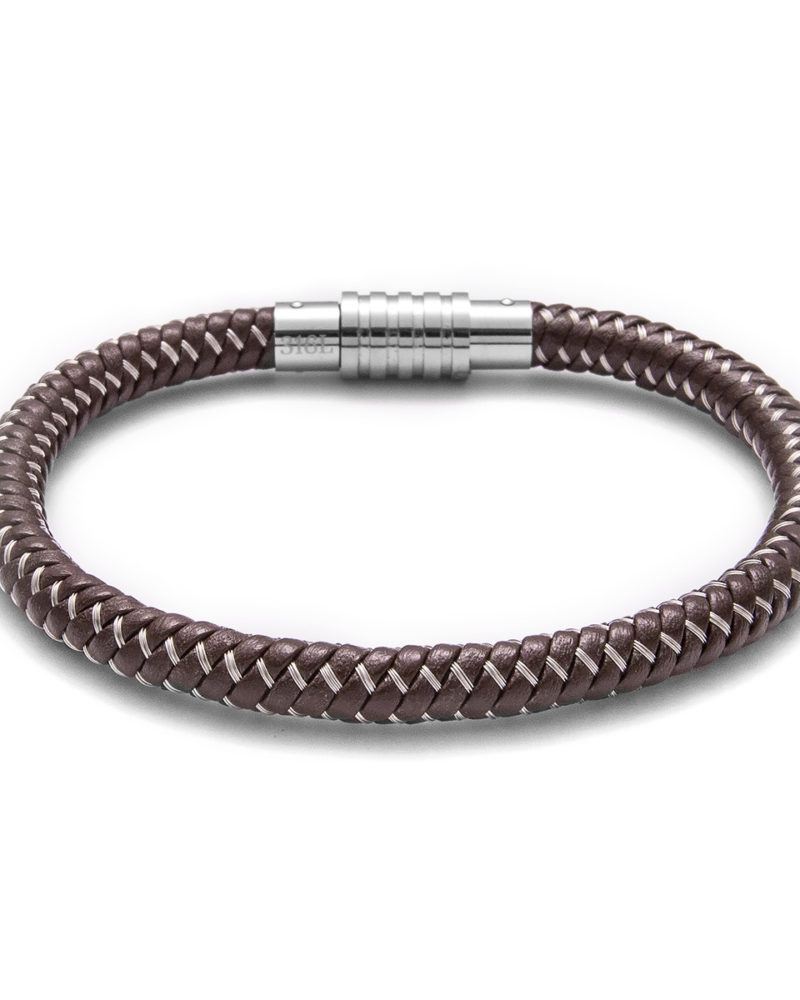 Steel Weave Leather Bracelet Kona